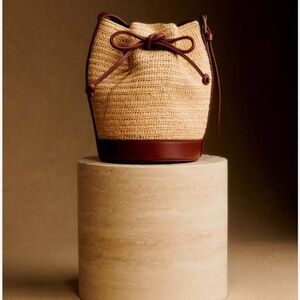 SÉZANE Mini Farrow Raffia Bag - Natural Raffia- Bucket Style Bag